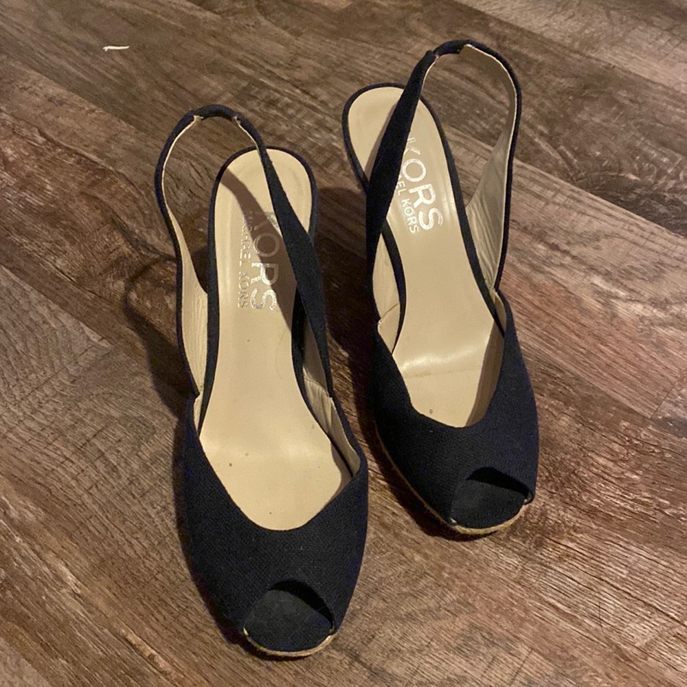 Michael Kors navy blue wedges